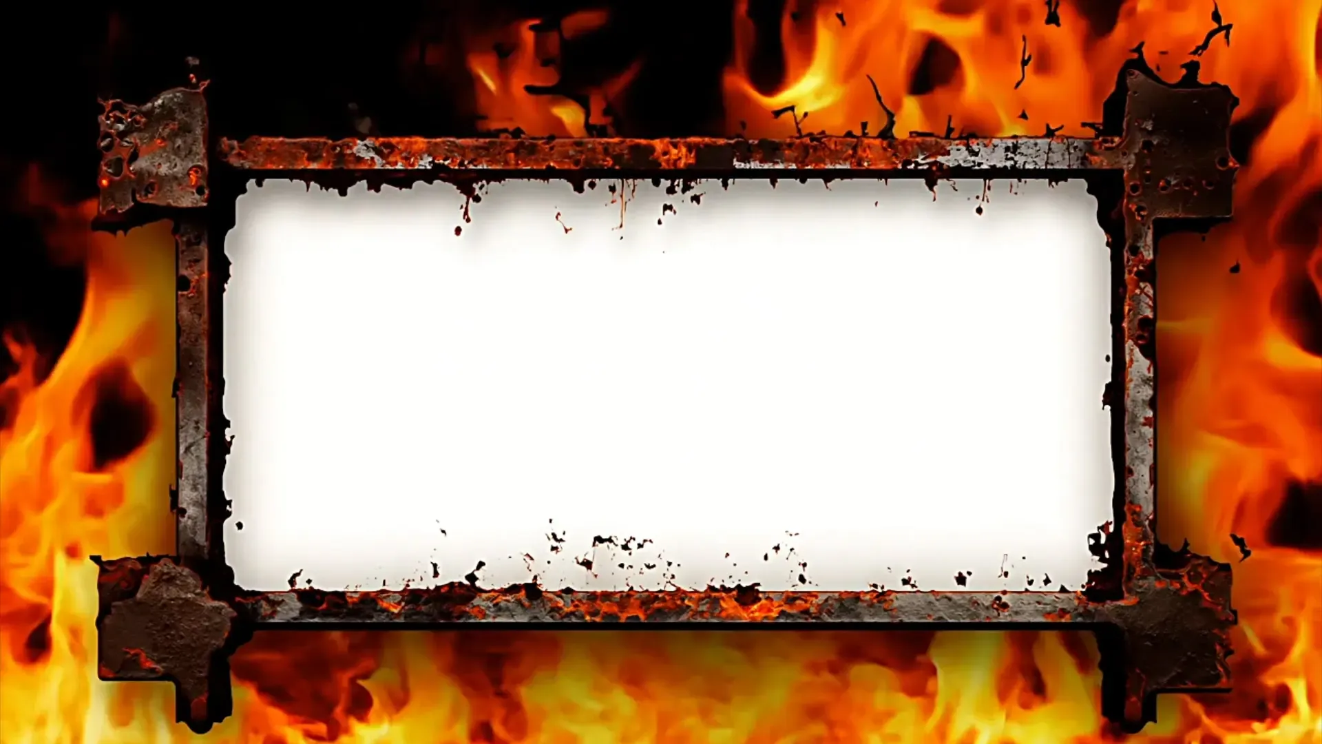 Rusty Steel Frame with Fire Flames Background for Title Animation